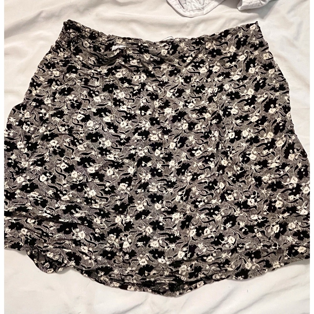 Vintage 90s The Limited Black Floral Rayon Mini Skirt Ditsy Grunge 12